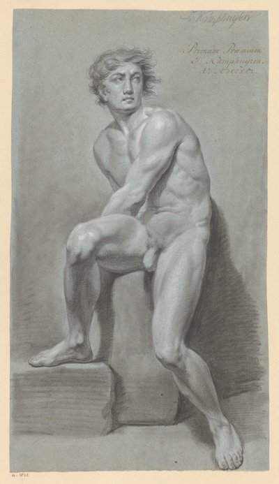 Siddende nøgen mand, set forfra (1. præmie 1791) af Jan Kamphuijsen