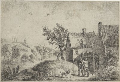 To mænd med en hund i et landskab af Jan Lauwryn Krafft (I)
