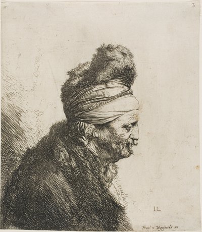 Buste af en orientalsk mand, vendt mod højre af Jan Lievens