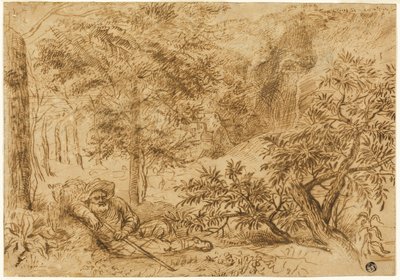 Landskab med hyrde, der sover under et træ af Jan Lievens