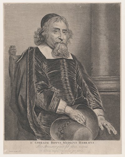 Portræt af Ephraim Bonus, læge, 1600-tallet. af Jan Lievens