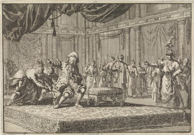 Sædet, han havde placeret ved siden af ​​sædet for storvesiren, er frataget den franske udsending i Konstantinopel, 1677 af Jan Luyken