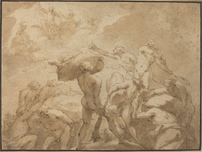 Slaget om guderne og giganterne fra Olympus-bjerget og Othrys-bjerget af Jan Luyken
