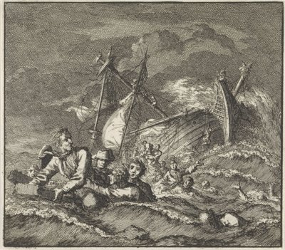 Emblem: skibbrud Forlis med druknende mennesker af Jan Luyken