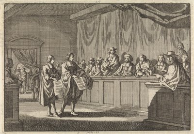 De reformerte præster Gilly og Courdil læste en erklæring på synoden i Sorges om, at de ville konvertere til den katolske kirke, den 3. juni 1683 af Jan Luyken