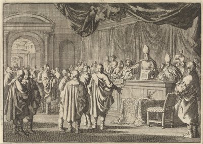 Reformeret i Ungarn for en domstol af biskopper og andre romanister, 1670 af Jan Luyken
