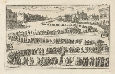 Begravelse af dronning Mary II Stuart, 1695 Lyk-staten Mary Stuart (titel på objekt) af Jan Luyken