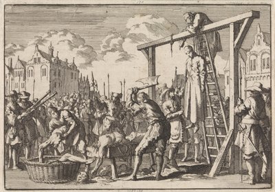 I London bliver jesuiten William Ireland hængt, og John Grove bliver indkvarteret for et påtænkt regicid, 1679 af Jan Luyken