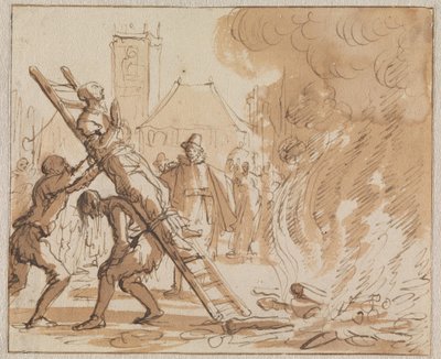 Henrettelsen af Anneken Heyndriks på Dam-pladsen i Amsterdam i 1571 af Jan Luyken