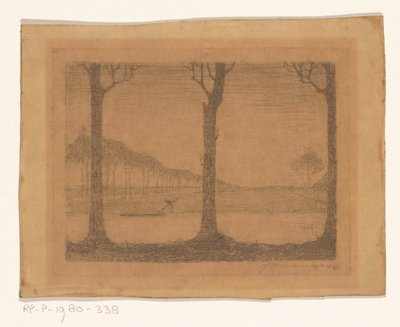 Træer langs kanalen ved Woudsterweg af Jan Mankes (signed by artist)