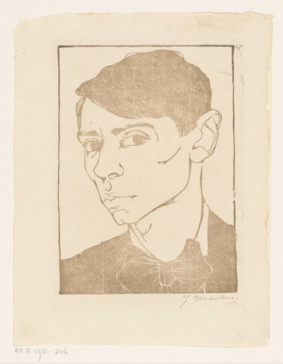 Selvportræt med butterfly af Jan Mankes (signed by artist)