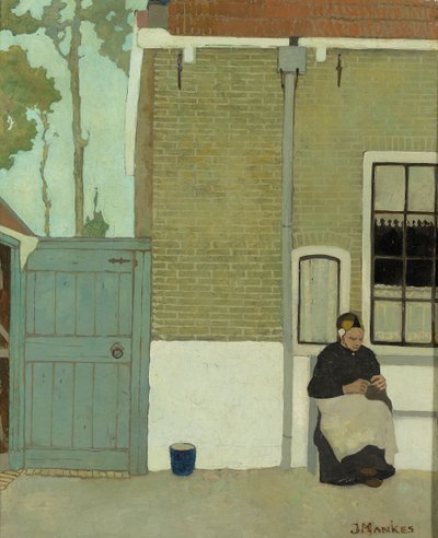 Kvinde foran sit hus af Jan Mankes