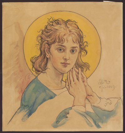 Englebuste, udkast til polychromi til Mariakirken i Krakow af Jan Matejko