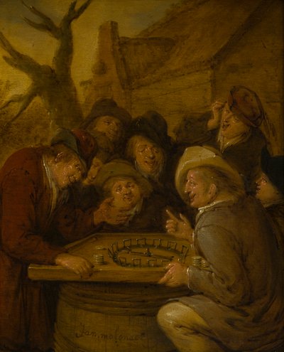 Boors spiller et spil Rouge et Noir, ca. 1630-68 (olie på lærred) af Jan Miense Molenaer
