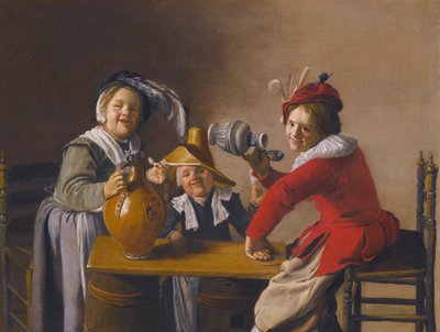 Tre børn drikker og laver ballade af Jan Miense Molenaer