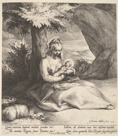 Hvil på flugten til Egypten, ca. 1613. af Jan Muller