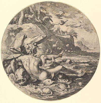 The Fifth Day Dies V, fra serien The Creation of the World, ca. 1597. af Jan Muller