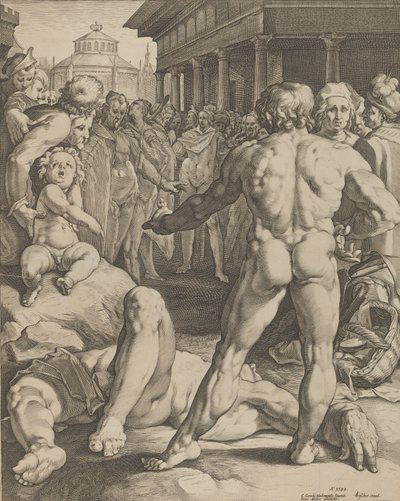Kampen mellem Ulysses og Irus, ca. 1590 af Jan Muller