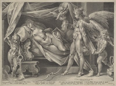 Amor og Psyche af Jan Muller, after Bartholomaeus Spranger