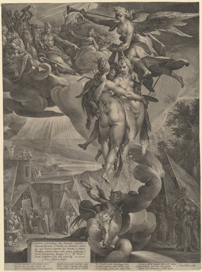 Kunstens Apotheose af Jan Muller, after Bartholomaeus Spranger