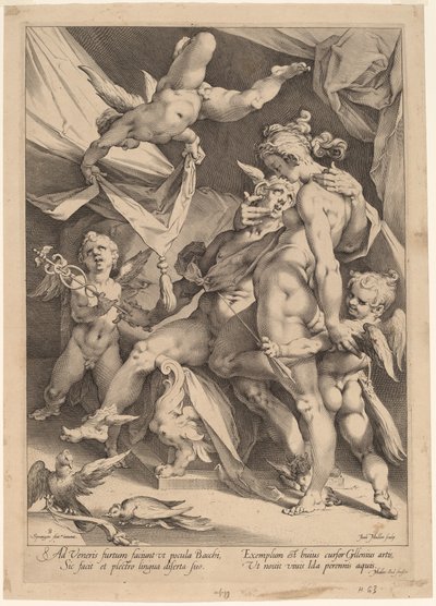 Venus og Merkur af Jan Muller, after Bartholomaeus Spranger