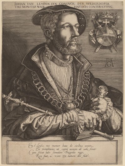 Johan van Leyden (Jan Beukels) af Jan Muller after Heinrich Aldegrever