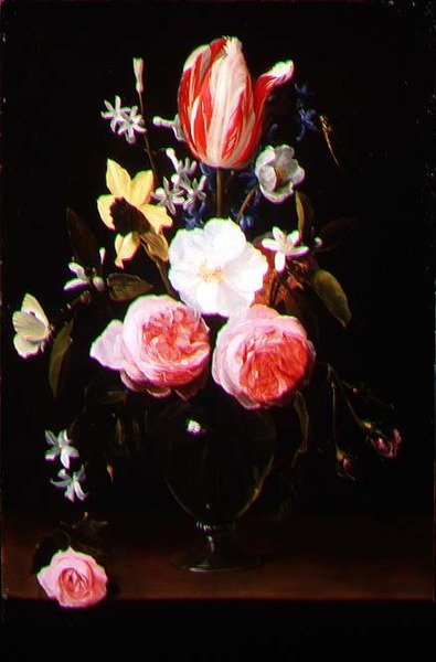 Stilleben med blomster i en glasvase (panel) af Jan Philip van Thielen