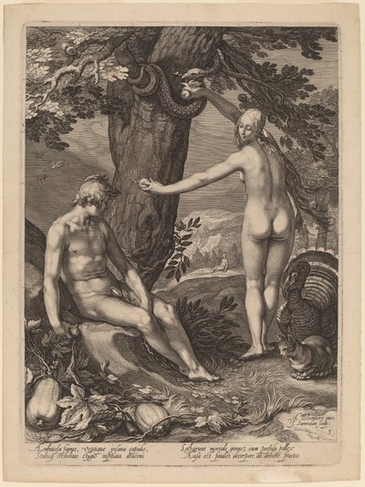 Menneskets fristelse af Jan Pietersz Saenredam after Abraham Bloemaert