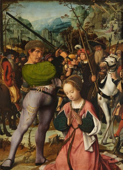 Halshugningen af Saint Catherine (olie på panel) af Jan Provoost