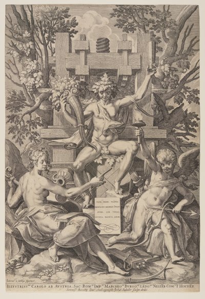 Bacchus siddende på en tønde af Jan Sadeler I