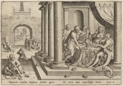 Frøeplagen af Jan Sadeler I, after Maarten van Cleef