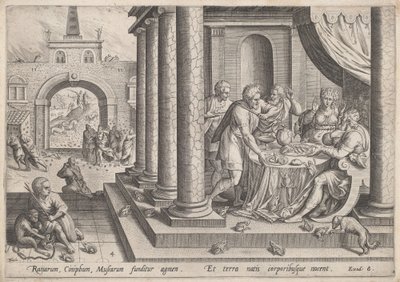 Frøeplagen af Jan Sadeler I, after Maarten van Cleef