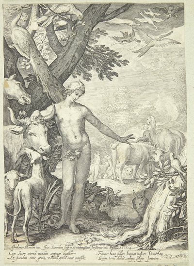 Adam navngiver dyrene af Jan Saenredam
