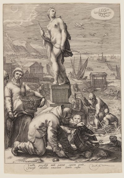 Diana, der hersker over navigation og fiskeri, fra Seven Planetary Gods af Jan Saenredam