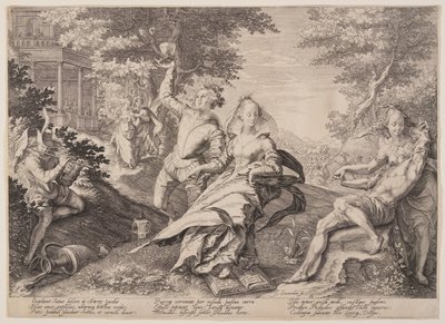 Tåbelige jomfruer hygger sig, fra lignelsen om de kloge og de tåbelige jomfruer af Jan Saenredam