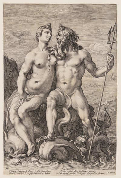 Neptun og Amphitrite, fra Tre parrede guder og gudinder af Jan Saenredam