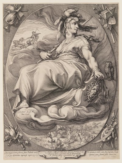 Pallas Athena, fra Tre gudinder siddende i skyerne af Jan Saenredam