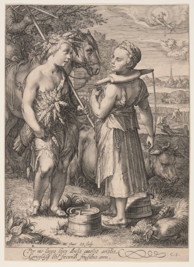 Summer (Boy with Sheaf of Wheat and Girl Wearing a Yoke), fra De fire årstider af Jan Saenredam
