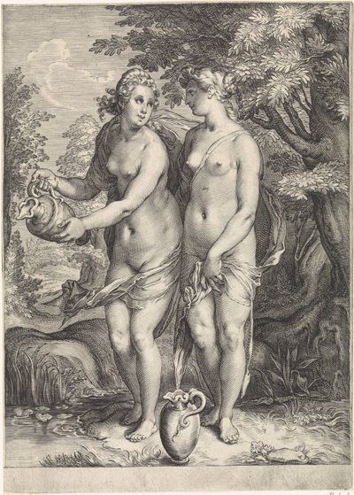 To af Dianas nymfer ved en strøm Diana og hendes nymfer (serietitel) af Jan Saenredam