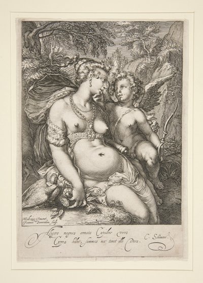 Venus og Amor af Jan Saenredam
