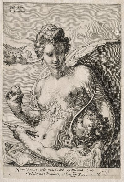 Venus og Amor, ca. 1595. af Jan Saenredam