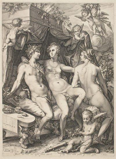 Venus på en sofa mellem Bacchus og Ceres af Jan Saenredam