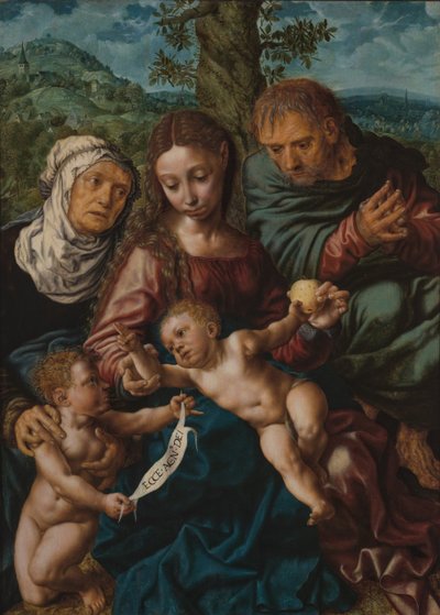 Den hellige familie med Johannes Døberen og Sankt Elisabeth af Jan Sanders van Hemessen