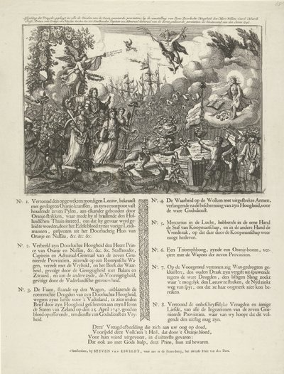 Allegori om udnævnelsen af ​​Vilhelm IV til republikkens stadholder, 1747 Billede af Joy, begået i alle Steeden af ​​de syv forenede provinser, ved udnævnelsen af ​​(...) Willem Carel Henrik Friso (...) som Stadtholder, Capitein og af Jan Smit (II)