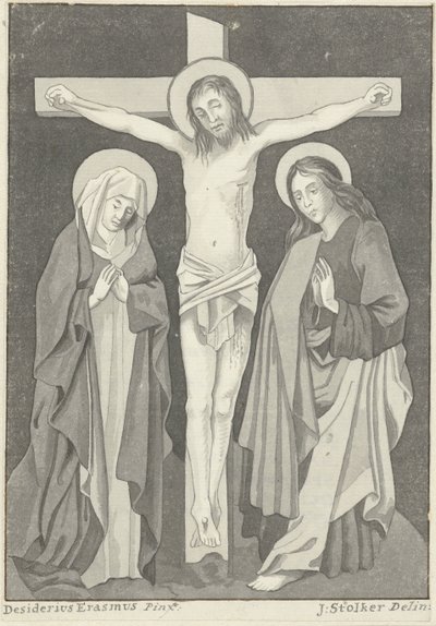 Kristus på korset med Maria og Johannes af Jan Stolker (signed by artist)