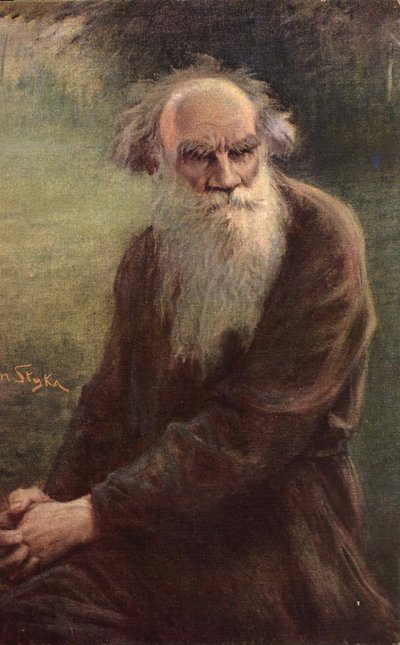 Portræt af forfatteren Leo N. Tolstoy 1828-1910, 1910 af Jan Styka