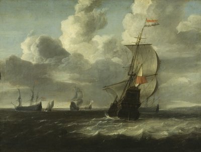 Seascape [Man of War sætter ud], ca. 1660 (olie på lærred) af Jan Theunisz. Blanckerhoff