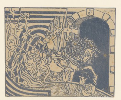 Katalogomslag med ridder til hest af Jan Toorop