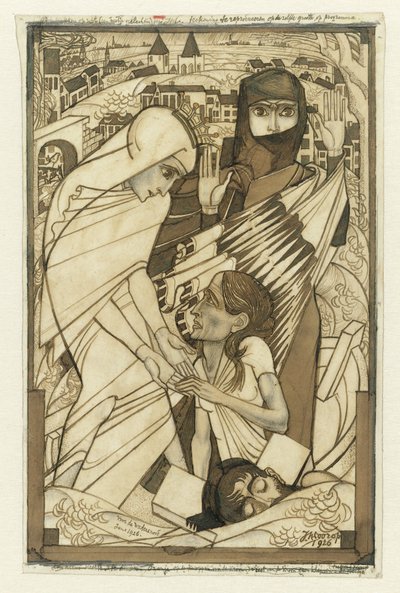 Relief under syndfloden i 1926, symbolsk præsenteret af Jan Toorop