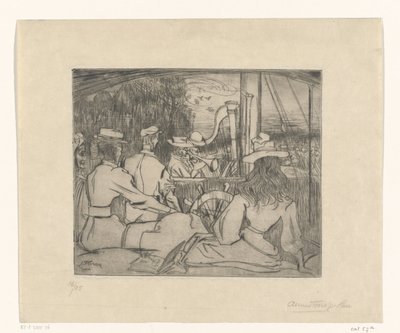 Musikere spiller på dækket af et skib Musikere om bord (original titel) af Jan Toorop